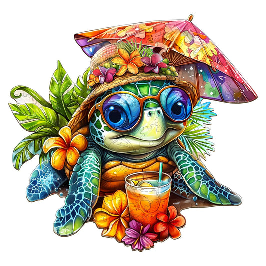 Beach Turtle Artistic Wooden Puzzle - 90 Pieces